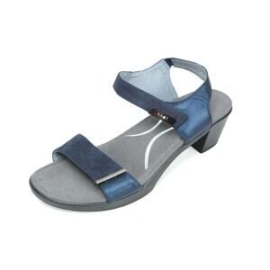 Naot Womens Intact Sandal Size 40 US 9 Blue Leather Adjustable Strap Block Heel